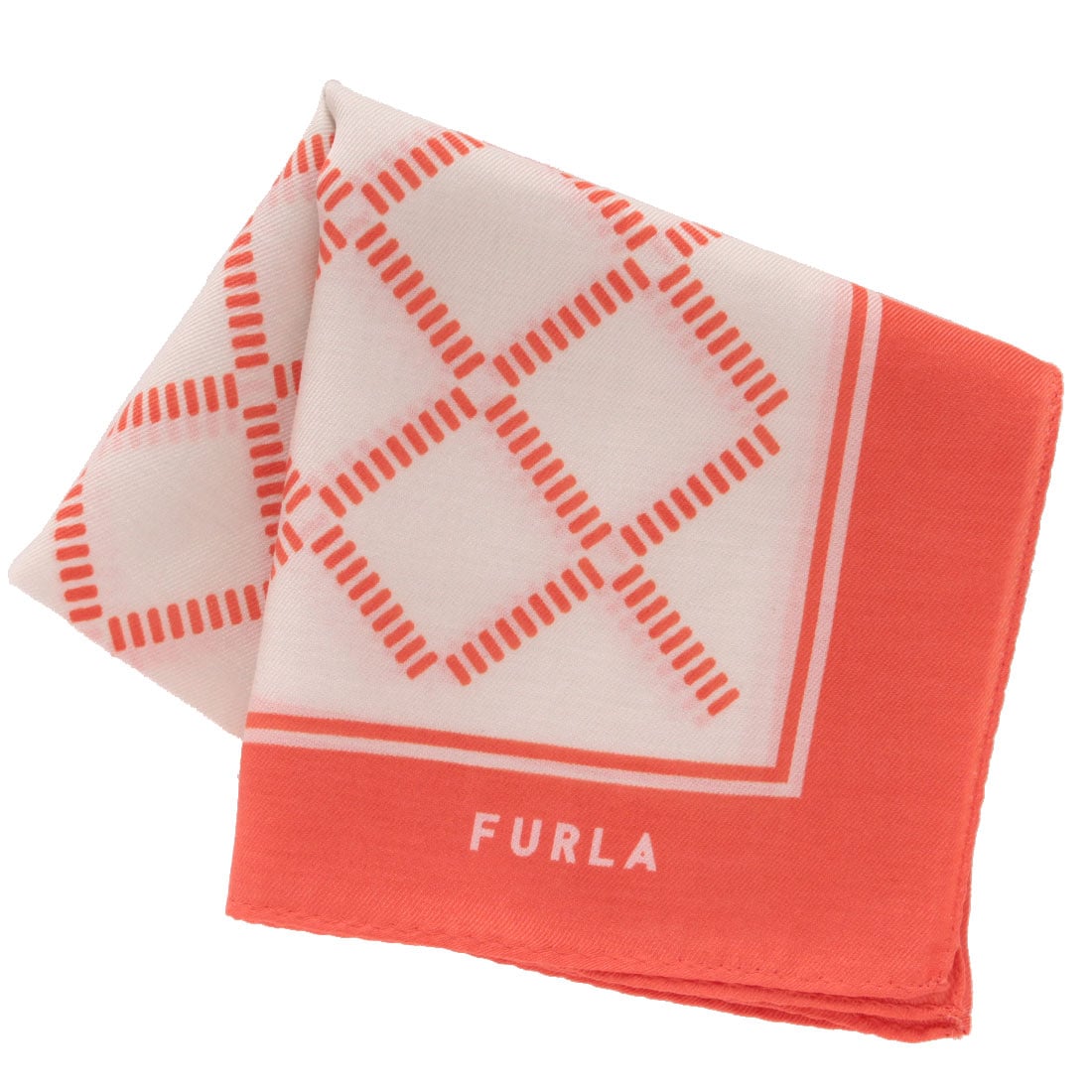 フルラ 綿シルク 大判プリントハンカチ 0002 ピンク 【FURLA