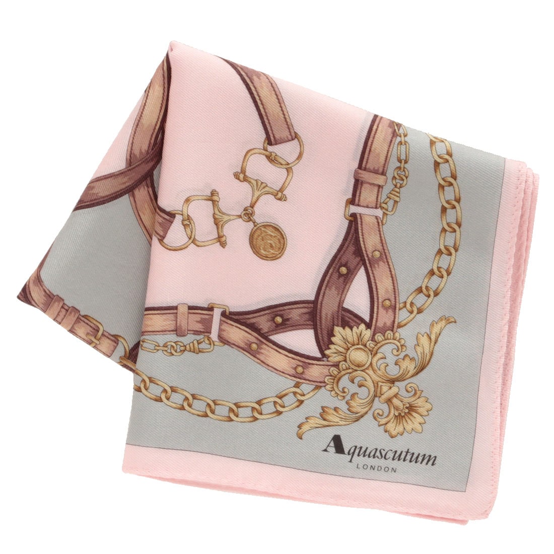 アクアスキュータム タオルハンカチ チェック＆クマ グレー