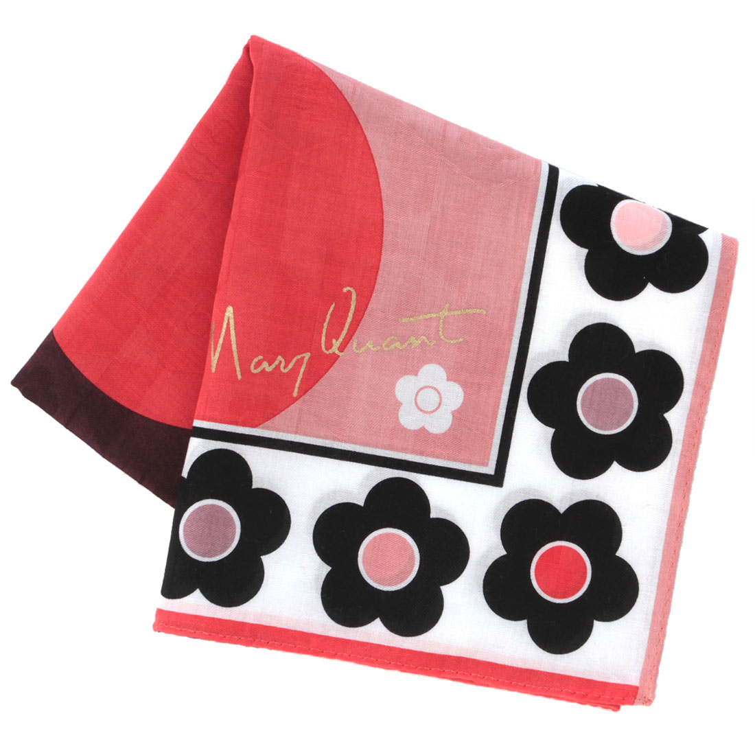 マリークワント タオルハンカチ チェック模様 レッド 【MARY QUANT