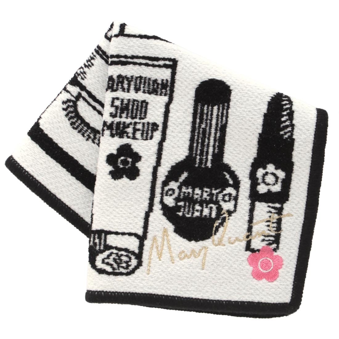 マリークワント ミニ タオルハンカチ コスメ ジャガード ブラック