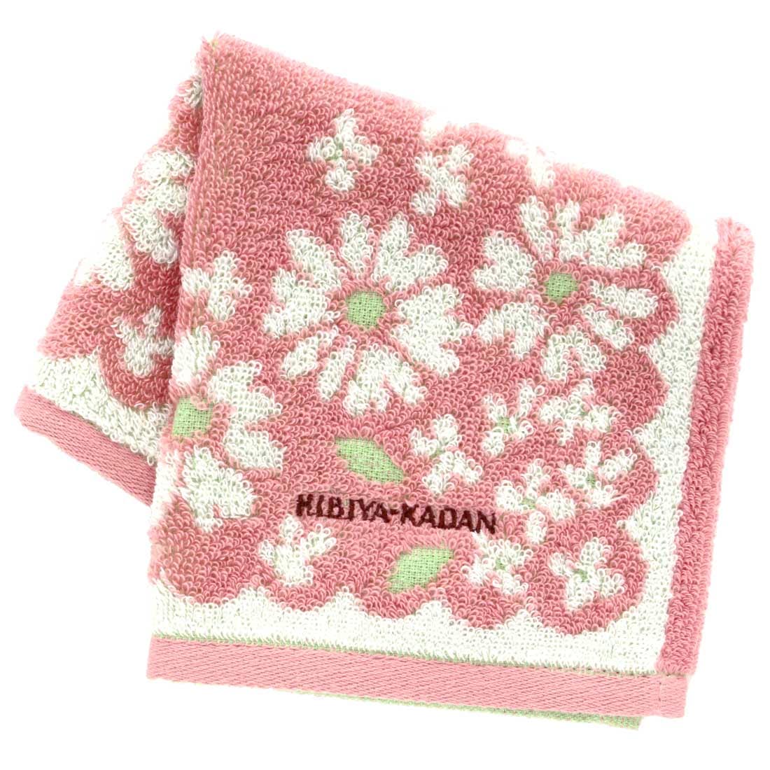 ヒビヤカダン ガーゼハンカチ チューリップ刺繍 ラベンダー 【日比谷