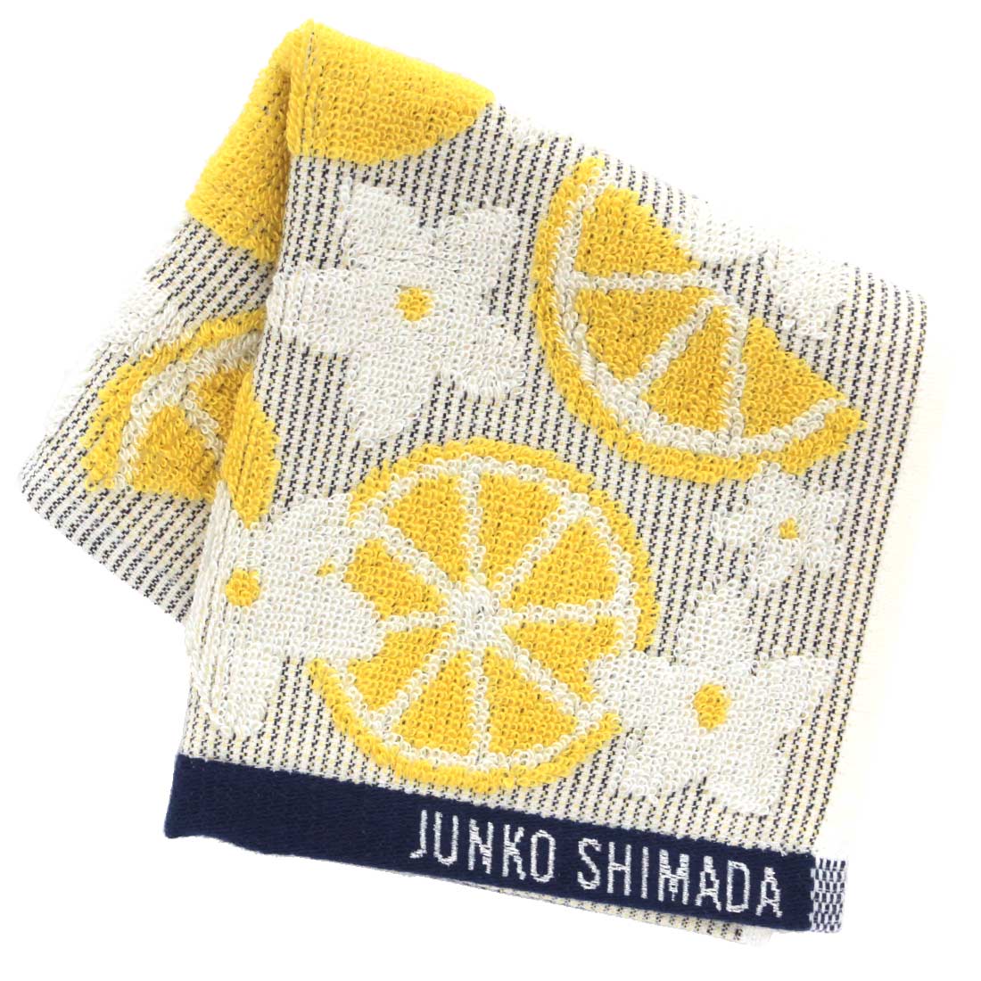 ジュンコシマダ ガーゼハンカチ ミモザ刺繍 ブルー 【JUNKO SHIMADA