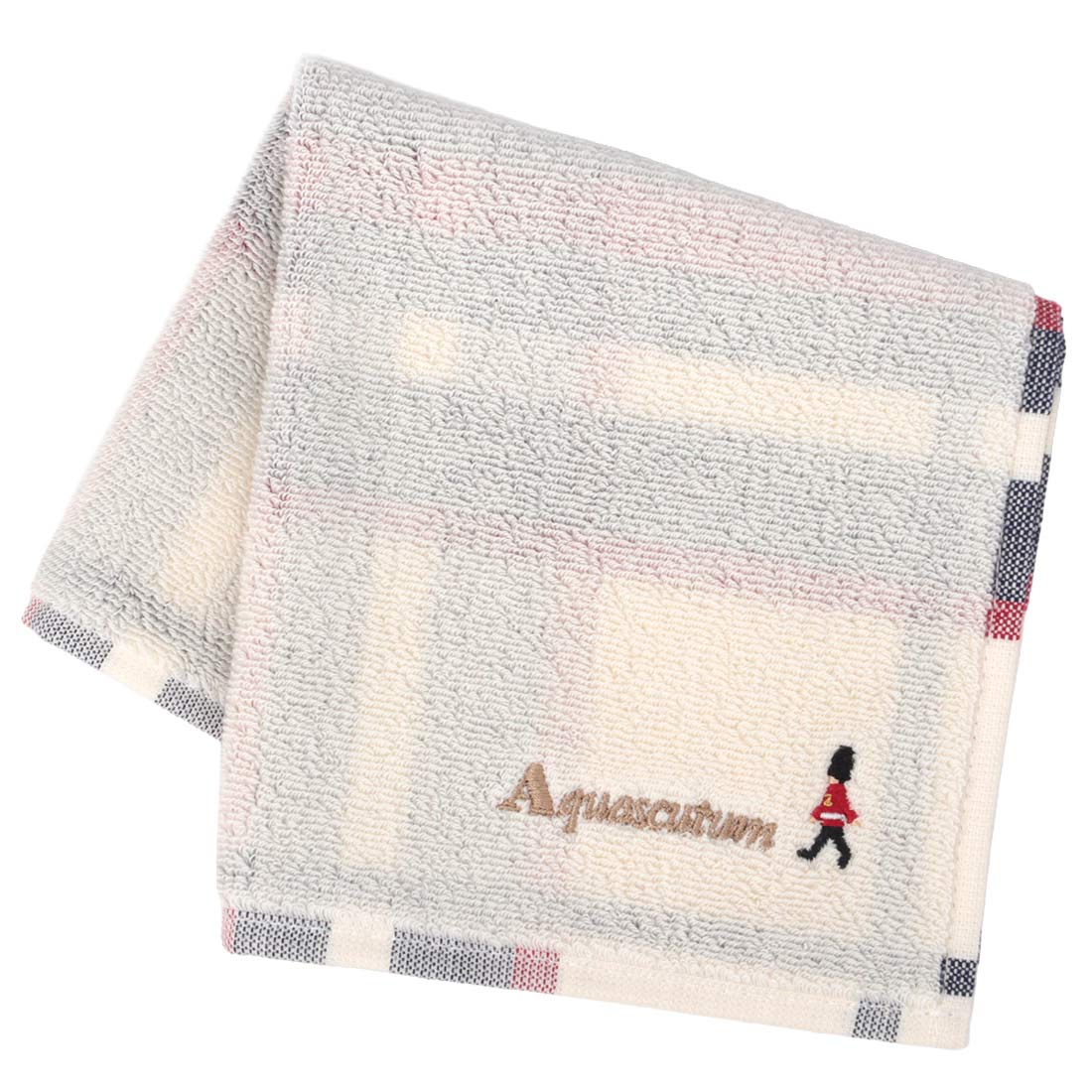 アクアスキュータム 表パイル・裏チェック生地 タオルハンカチ 兵隊