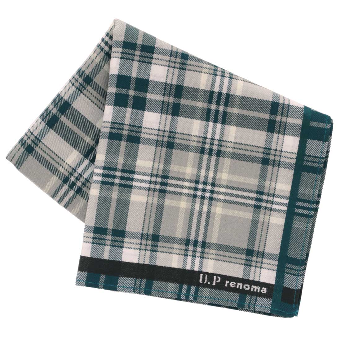ユーピーレノマ メンズ ハンカチ パリジャンチェック グリーン【U.P  