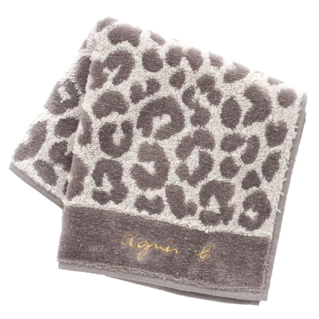 アニエスベー タオルハンカチ レオパード グレー 【agnes b