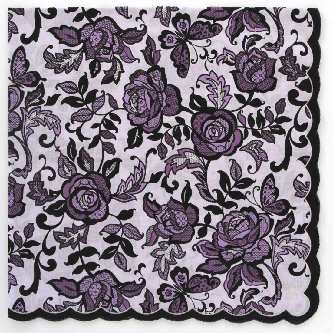 アナ スイ 大判 プリント ハンカチ（58cm）レース調 ローズ