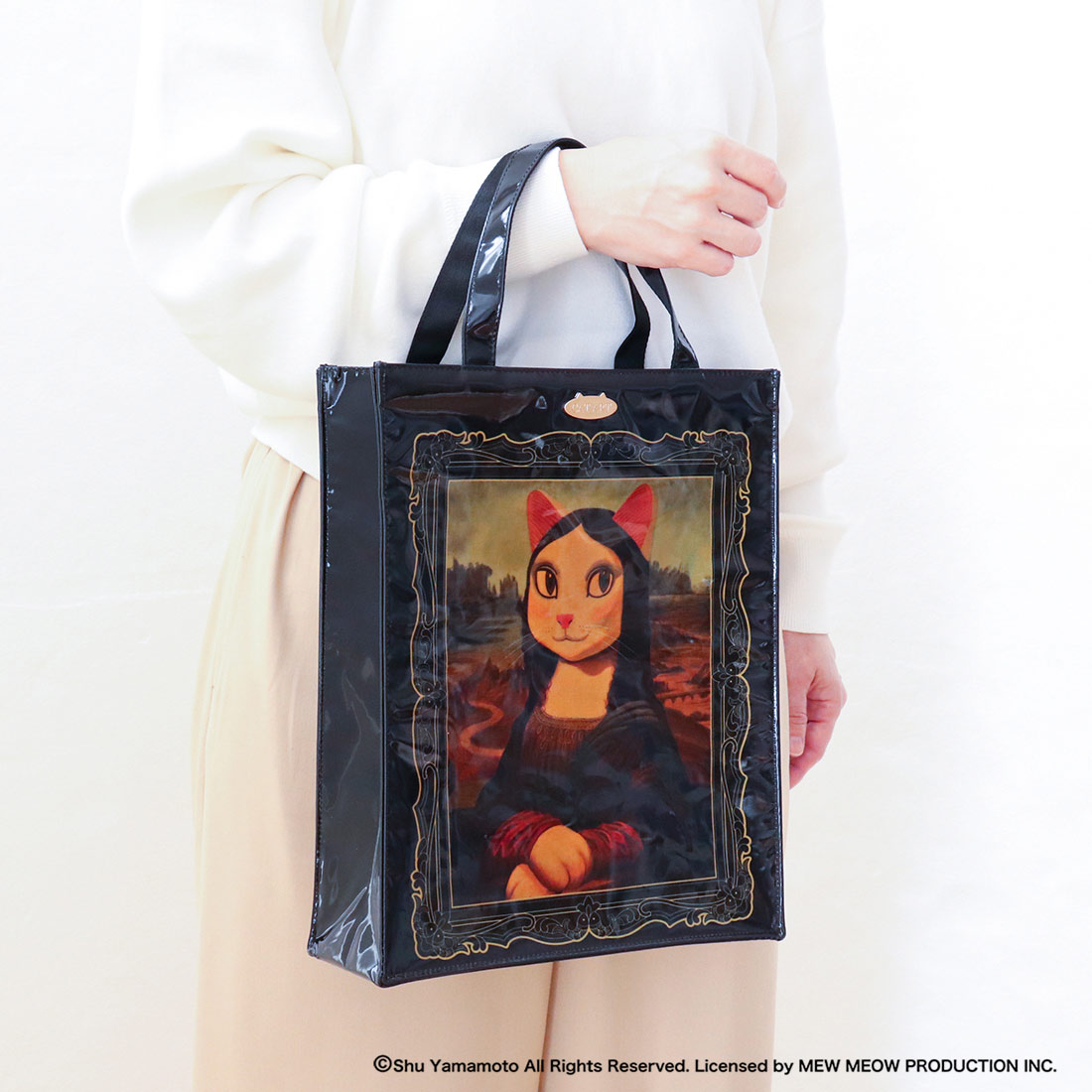 キャットアート ファスナー付トートバッグ モニャ・リザ/レオナルド