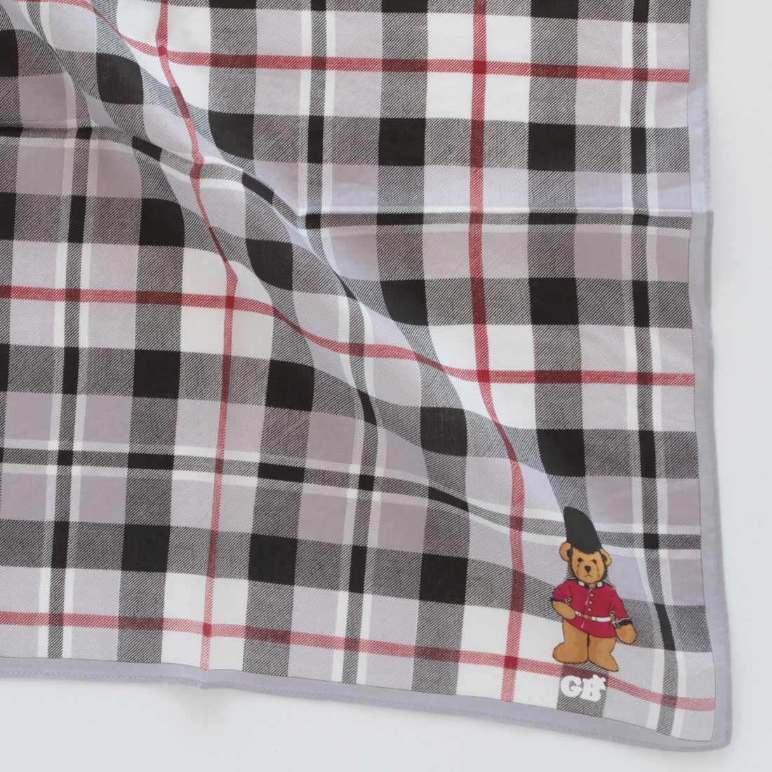 グレート・ブリティッシュ・テディベア プリントハンカチ タータン