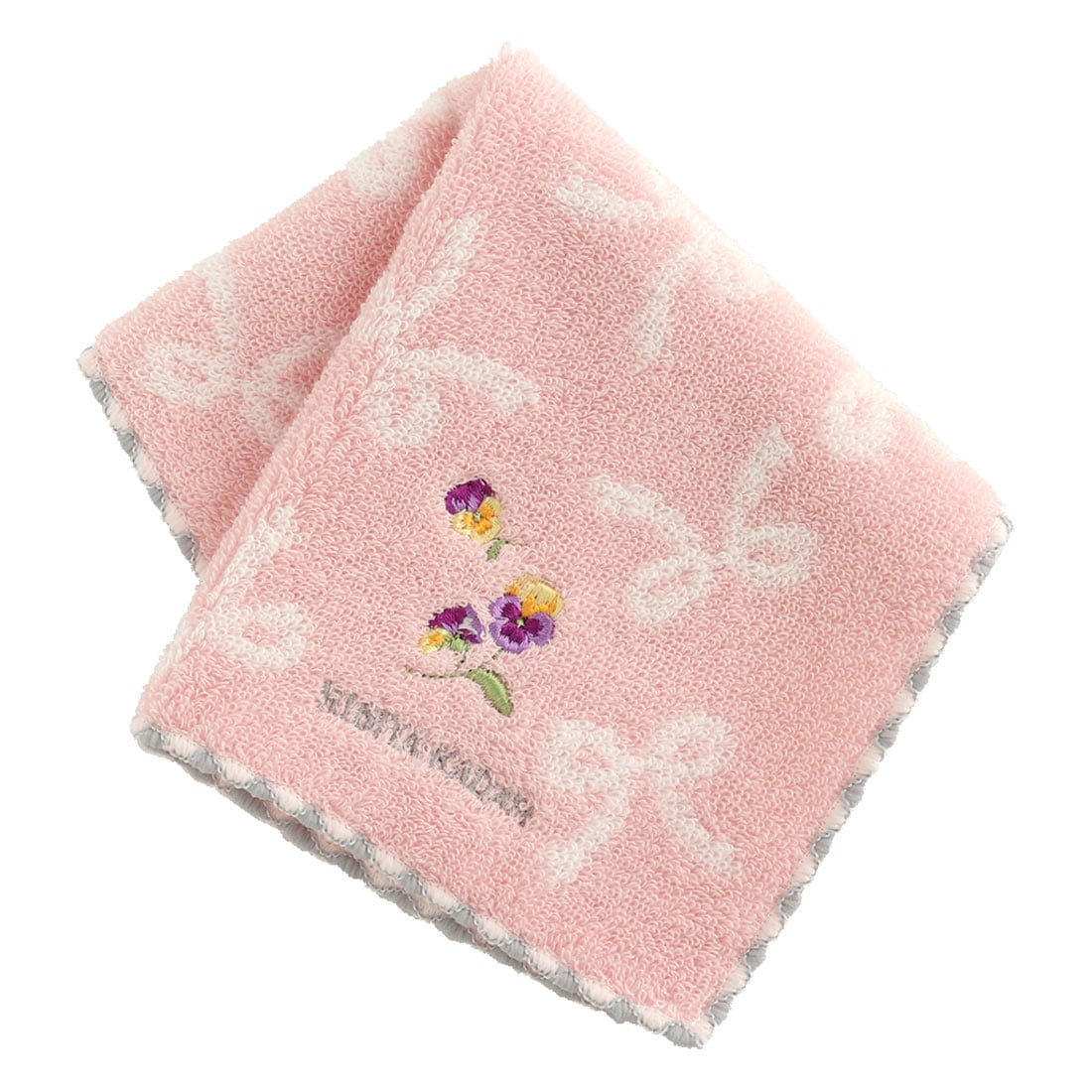 ヒビヤカダン タオルハンカチ パンジーとリボン ピンク 【日比谷花壇  