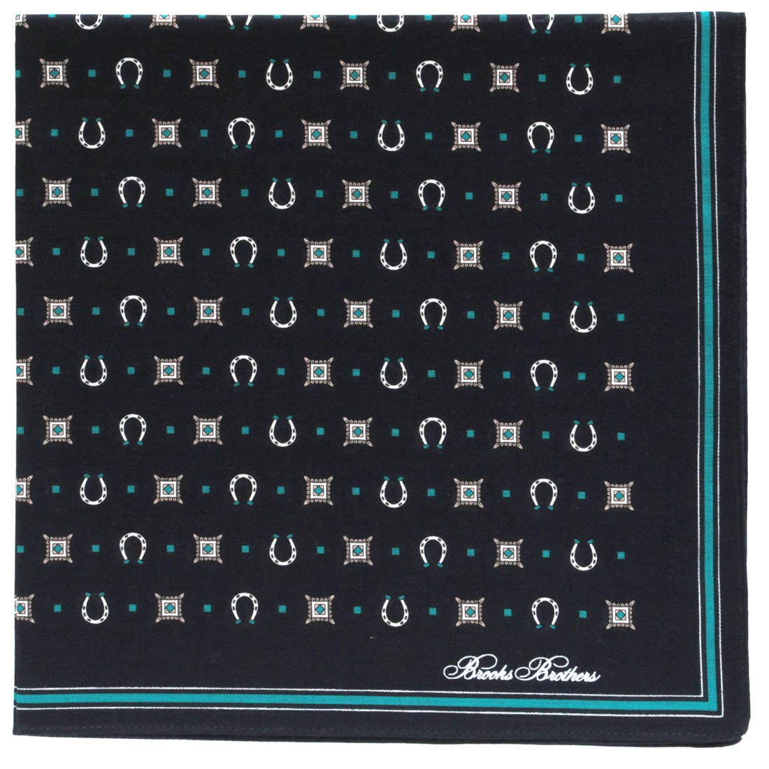 ブルックス ブラザーズ イージーケア プリントハンカチ 干支 蹄鉄