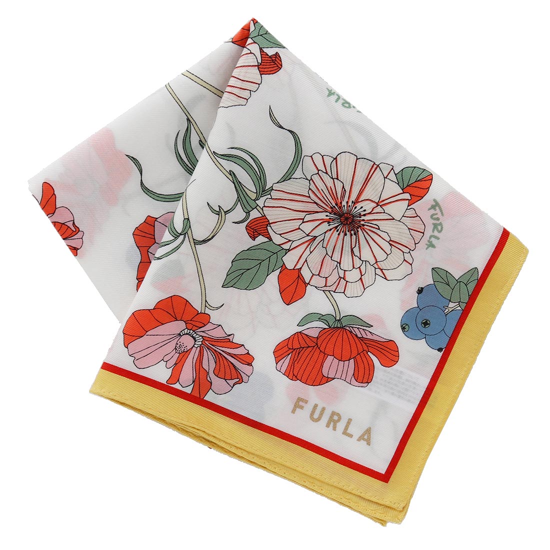 フルラ 綿シルク 大判プリントハンカチ 0001 アイボリー 【FURLA