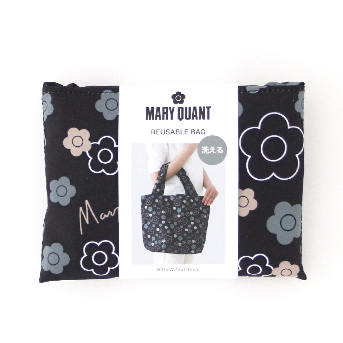マリークワント 洗える エコバッグ/マイバッグ（大）0003 ブラック