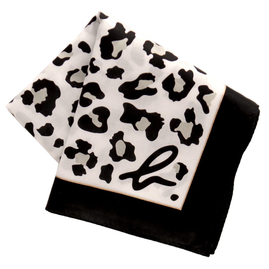 アニエスベー 大判 プリントハンカチ（約58cm）レオパード ホワイト