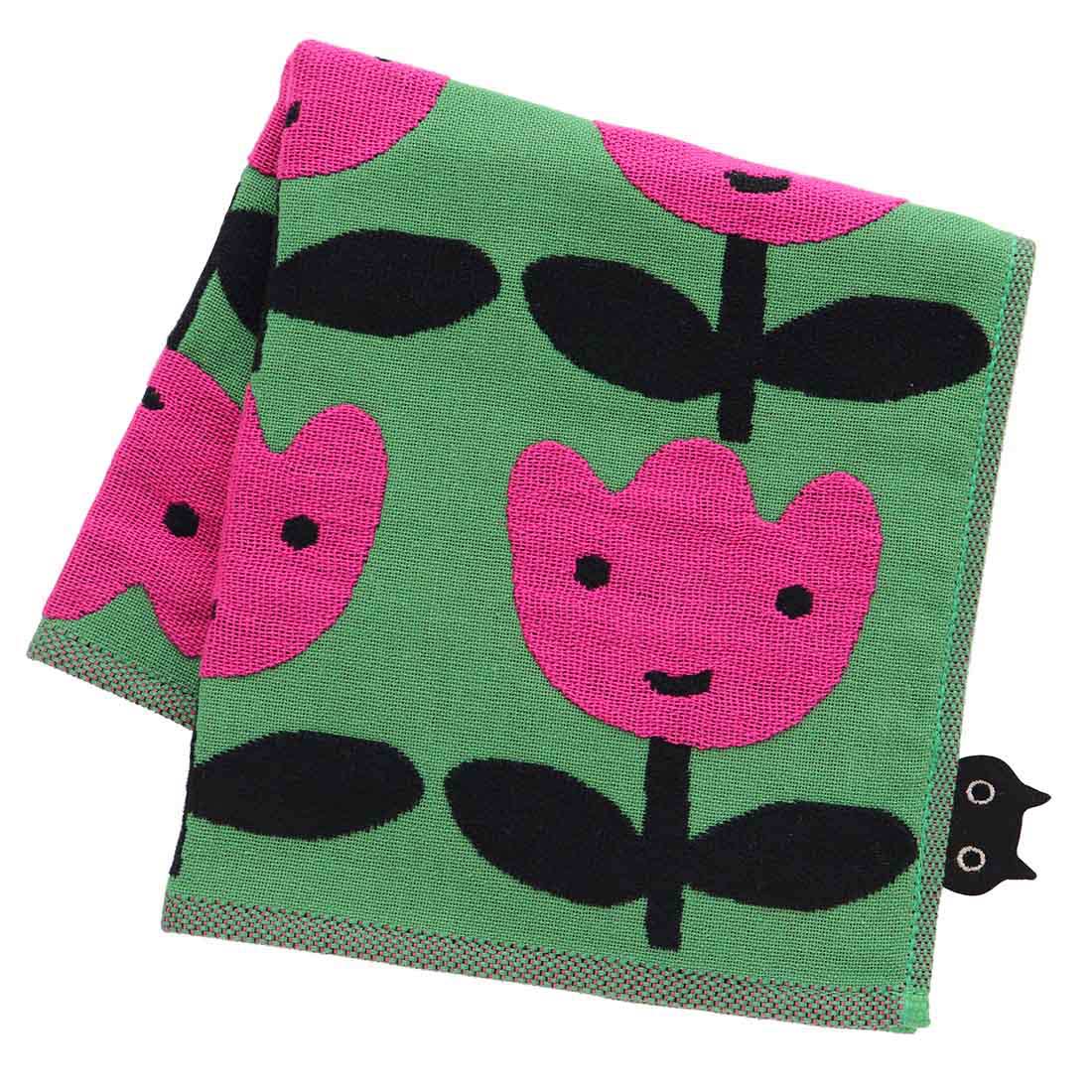 アツコマタノ 三重ガーゼハンカチ チューリップ グリーン 【Atsuko