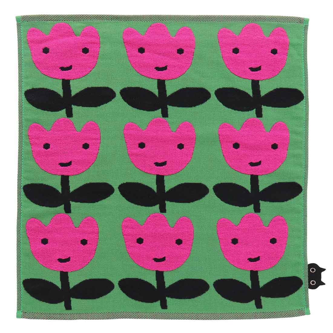 ちゅうさん専用130品物とおまけ アツコマタノ 三重ガーゼハンカチ チューリップ グリーン 【Atsuko