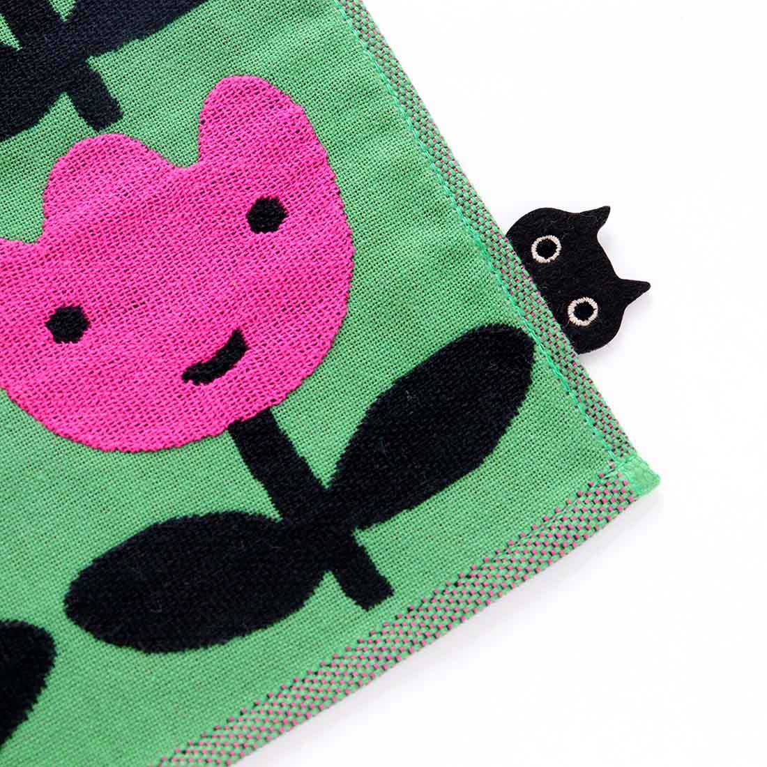 アツコマタノ 三重ガーゼハンカチ チューリップ グリーン 【Atsuko