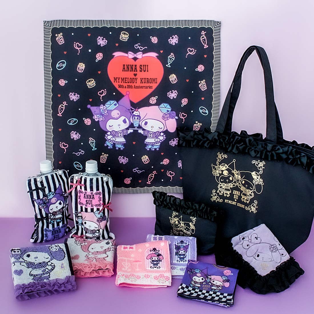 ANNASUI クロミハンカチ アナ スイ「マイメロとクロミ」アメリカンダイナーモチーフの