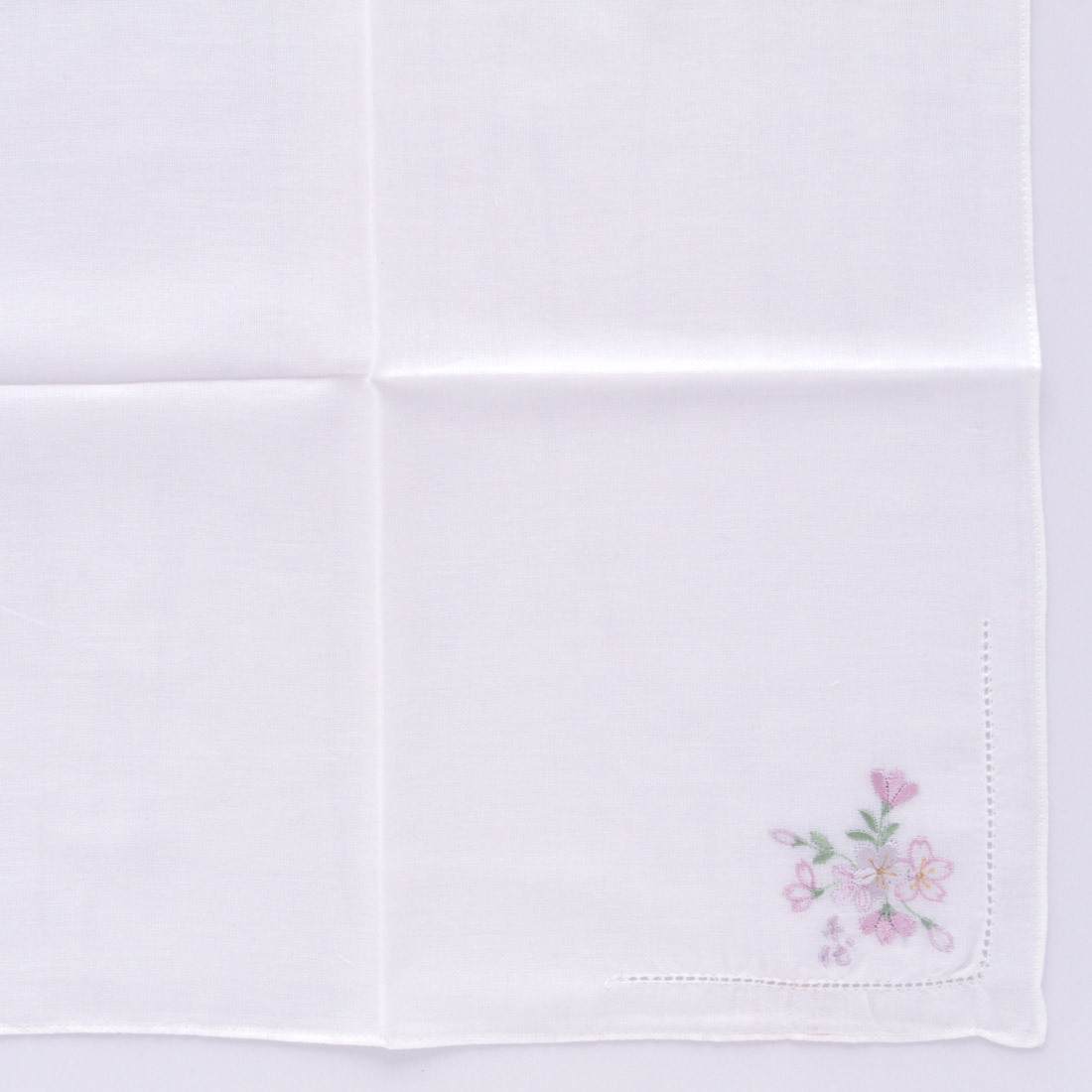 宇野千代 ガーゼハンカチ 桜刺繍 ホワイト 【宇野千代
