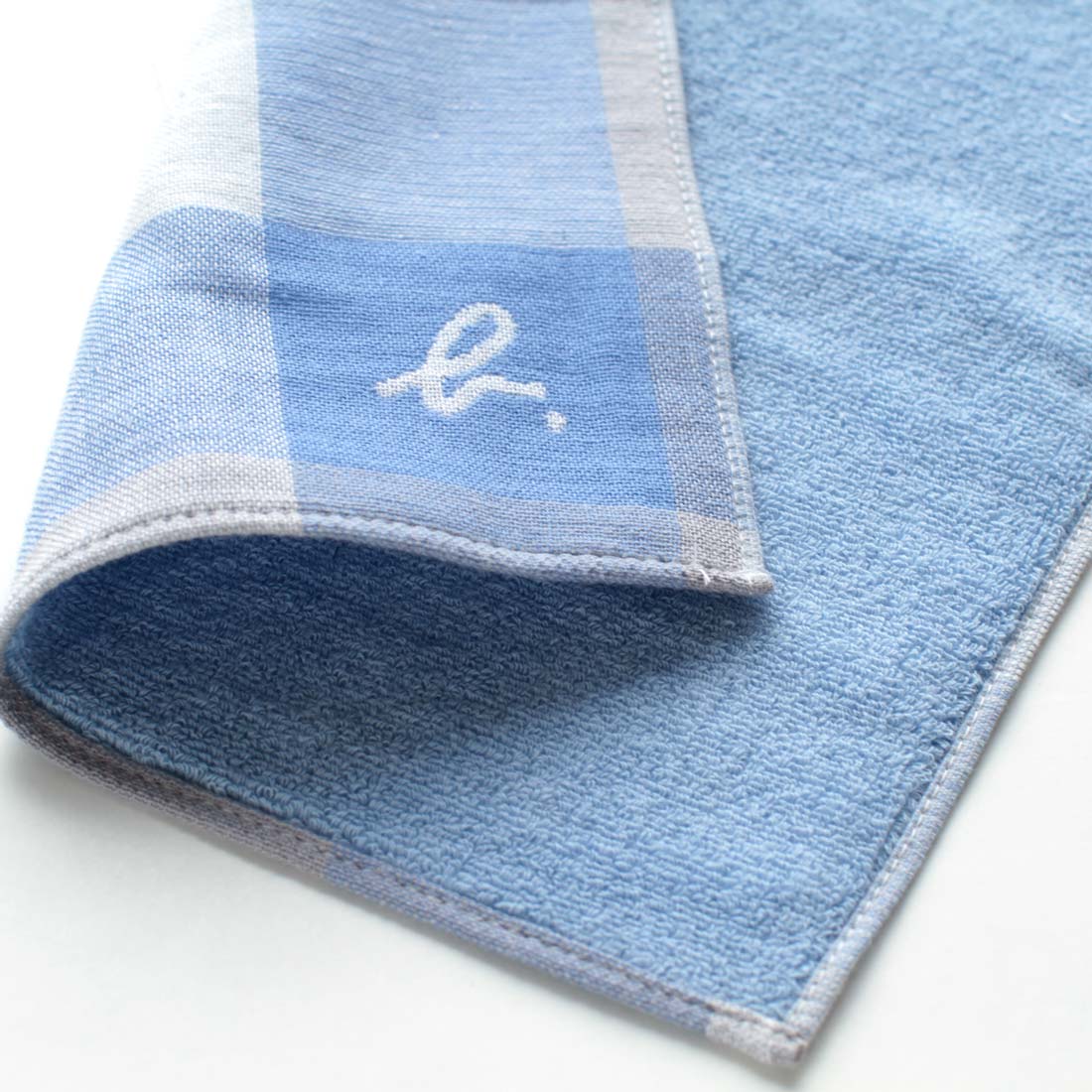 アニエスベー メンズ 表ガーゼ・裏タオルハンカチ 0552 ブルー 【agnes