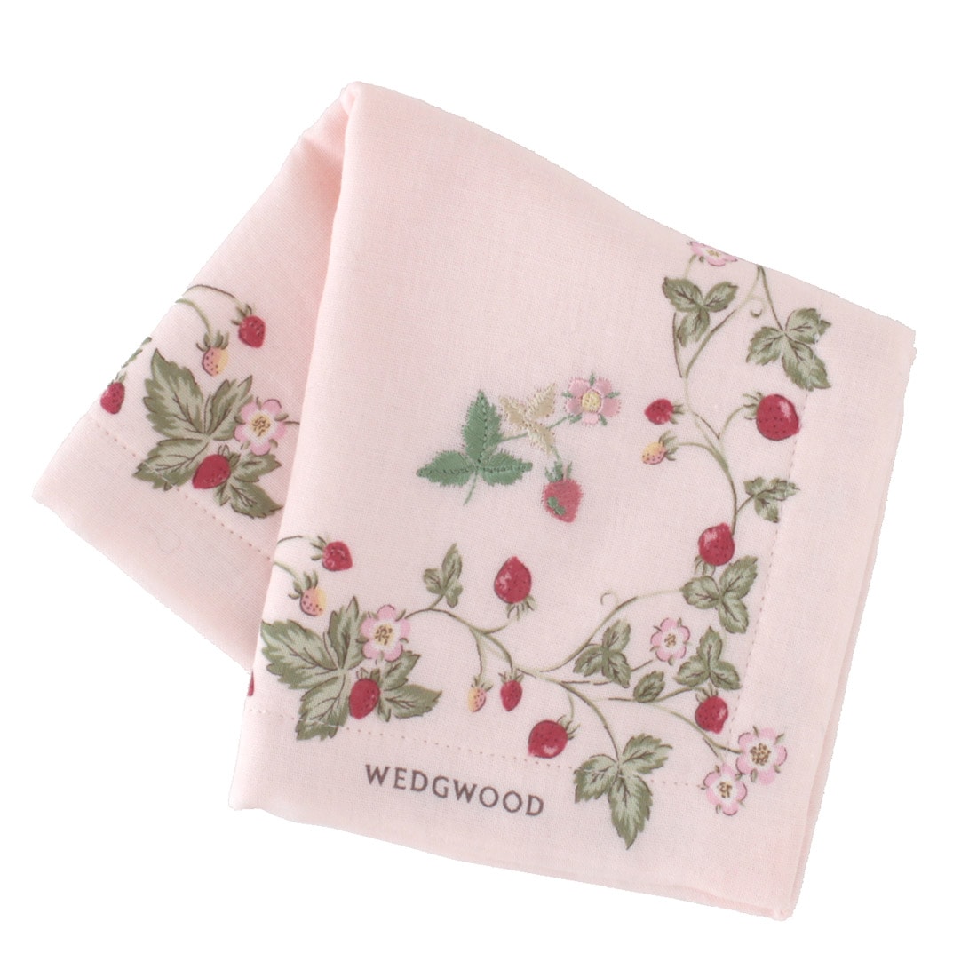 ウェッジウッド 表ガーゼ・裏タオルハンカチ ワイルドストロベリー