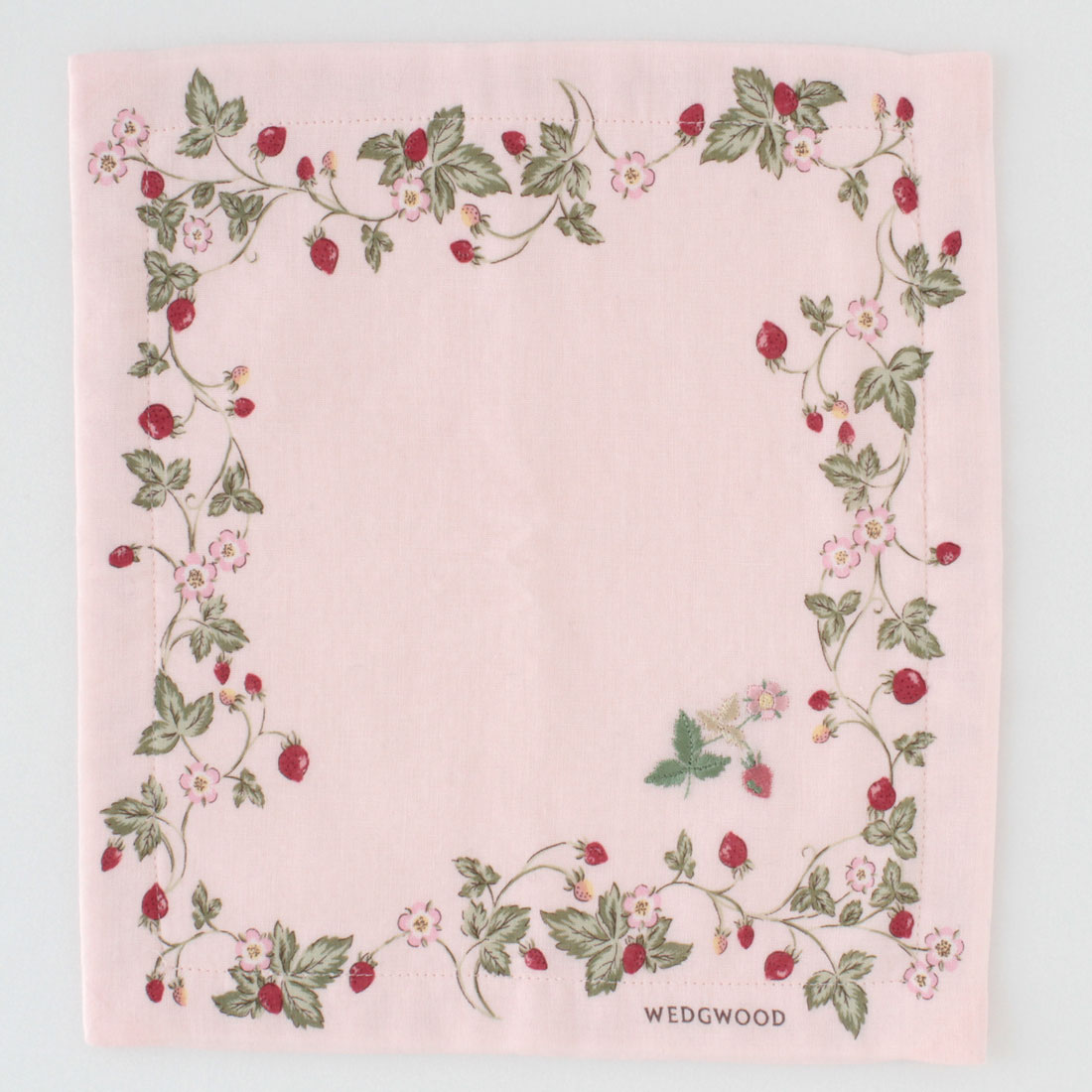 ウェッジウッド 表ガーゼ・裏タオルハンカチ ワイルドストロベリー