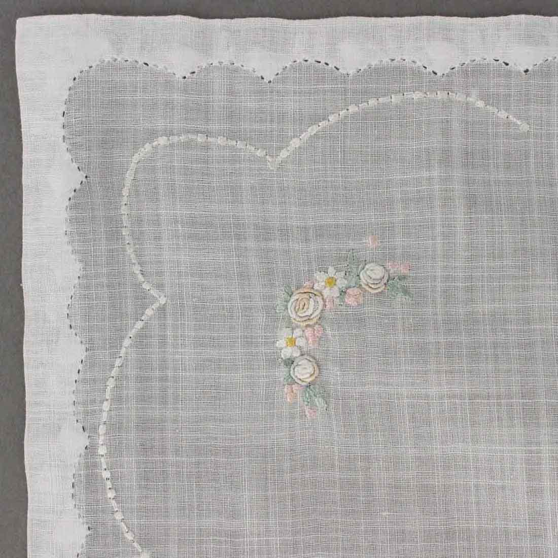 ポワンポワン ベトナム手刺繍ハンカチ 6223-10 ホワイト | レディース