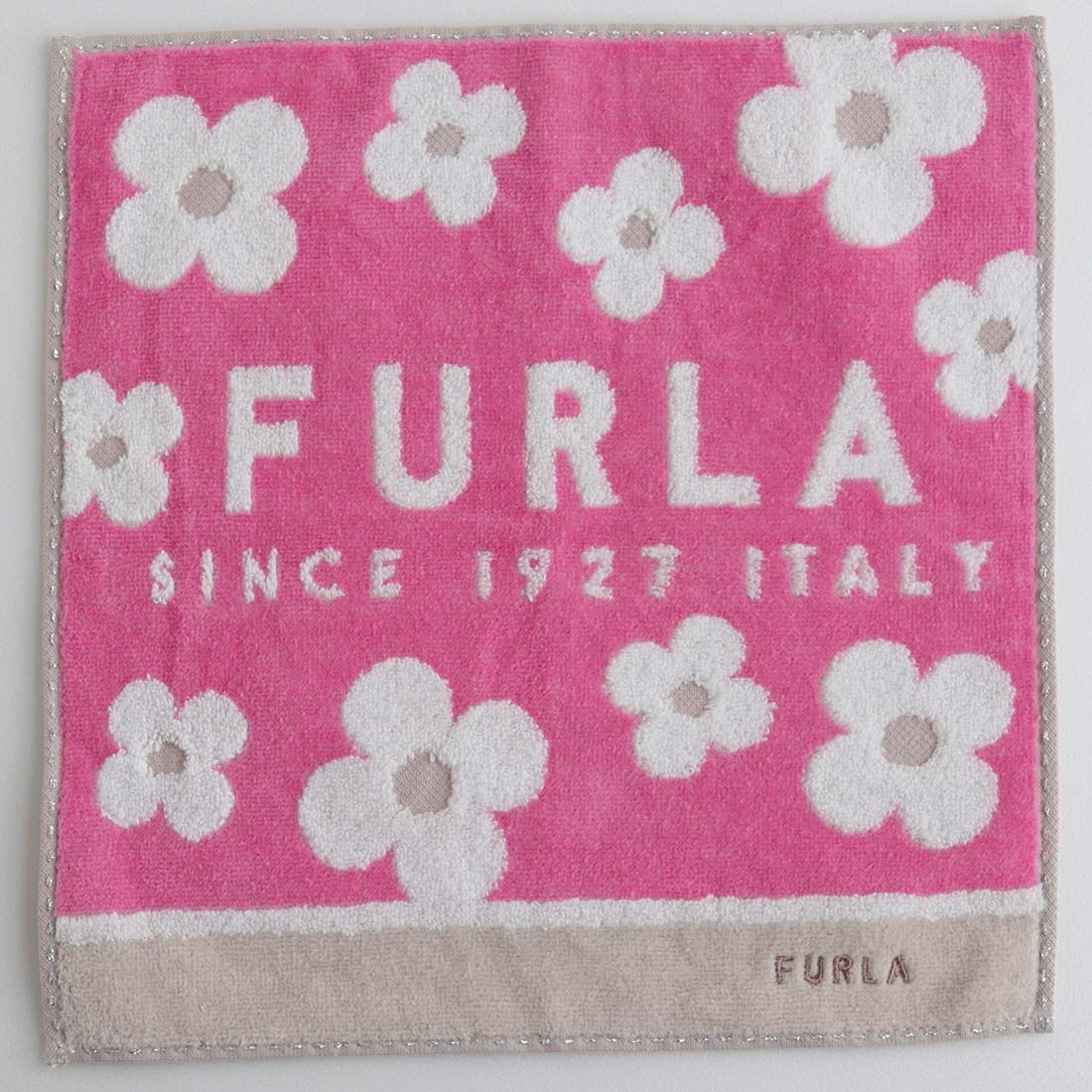 【新品】レア FURLA 綿毛布 花柄 ピンク フルラ 大判 タオルハンカチ（約28cm） 0011 ピンク 【FURLA