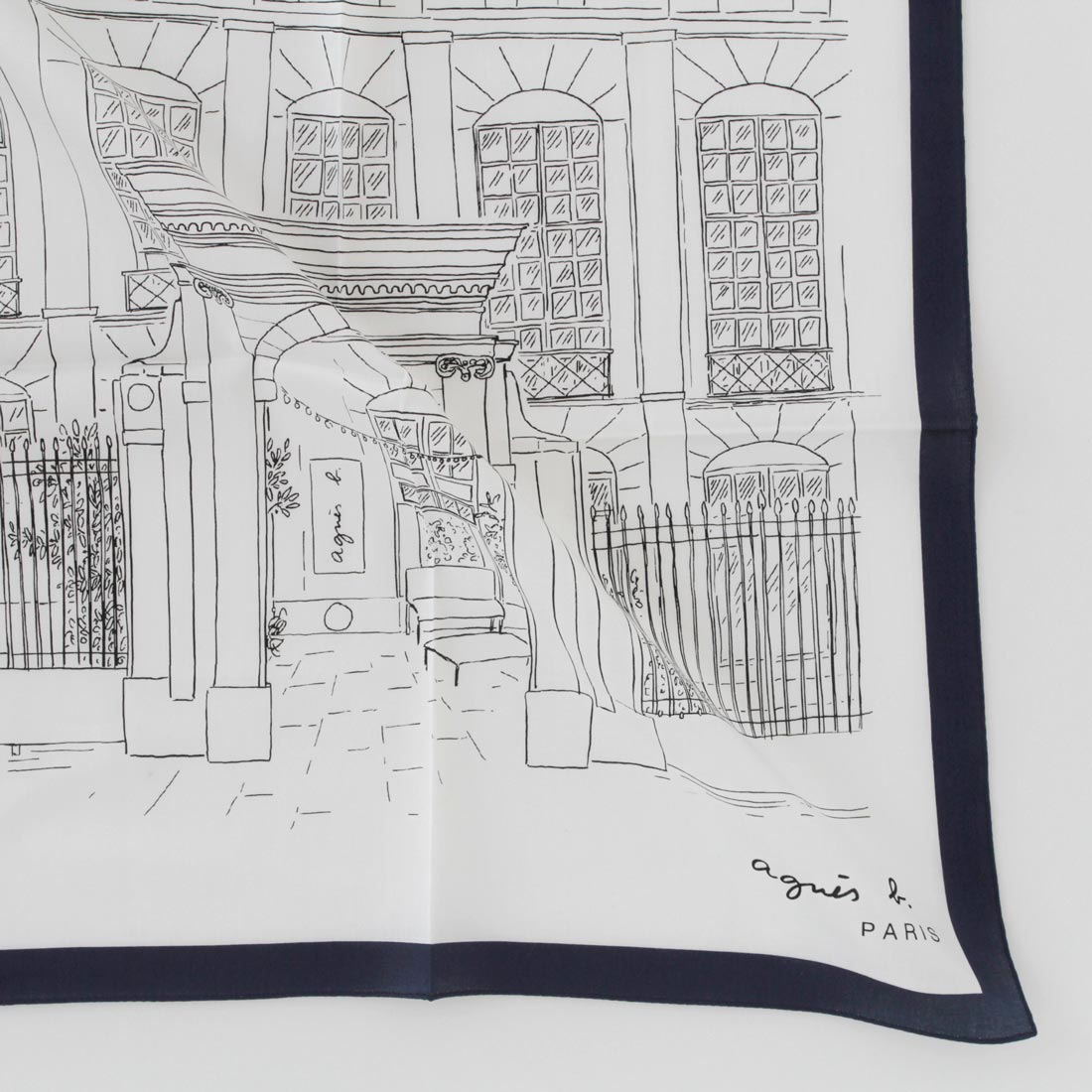 アニエスベー プリントハンカチ 1号店 0004 ホワイト 【agnes b