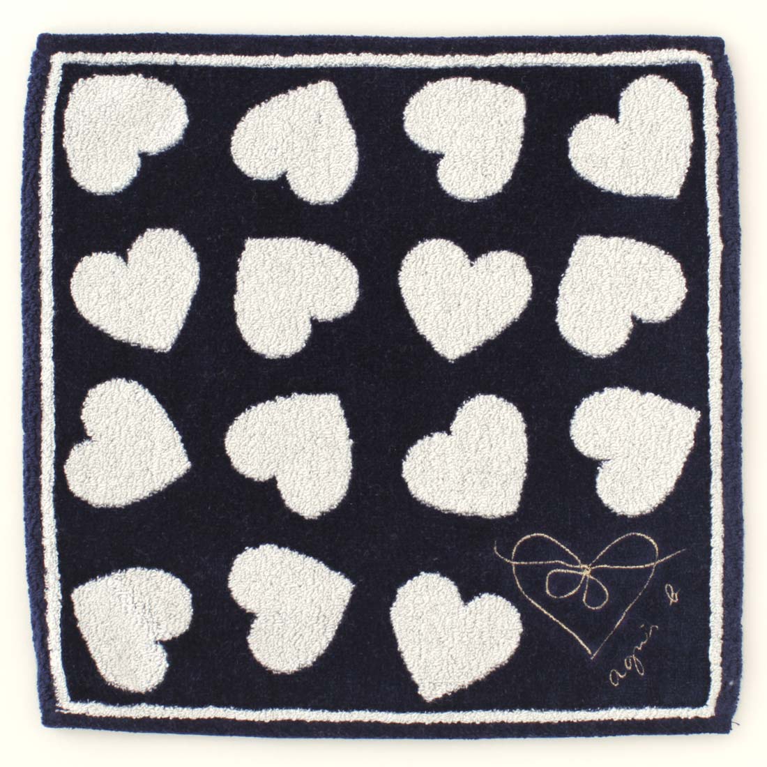 agnès b. 手袋、ハンカチセット アニエスベー 大判 タオルハンカチ（約28cm） 0014 ネイビー 【agnes b