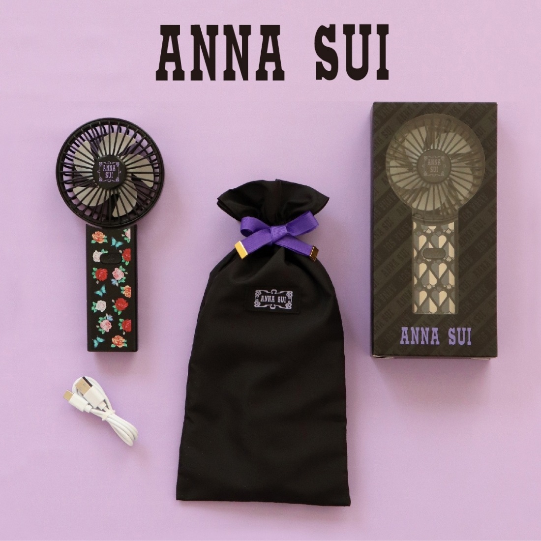 ✨極美品✨　ANNASUI 星柄ハンドバッグ 紫/黒　巾着　アナスイ　バケット ✨極美品✨ ANNASUI 星柄ハンドバッグ 紫/黒 巾着 アナスイ