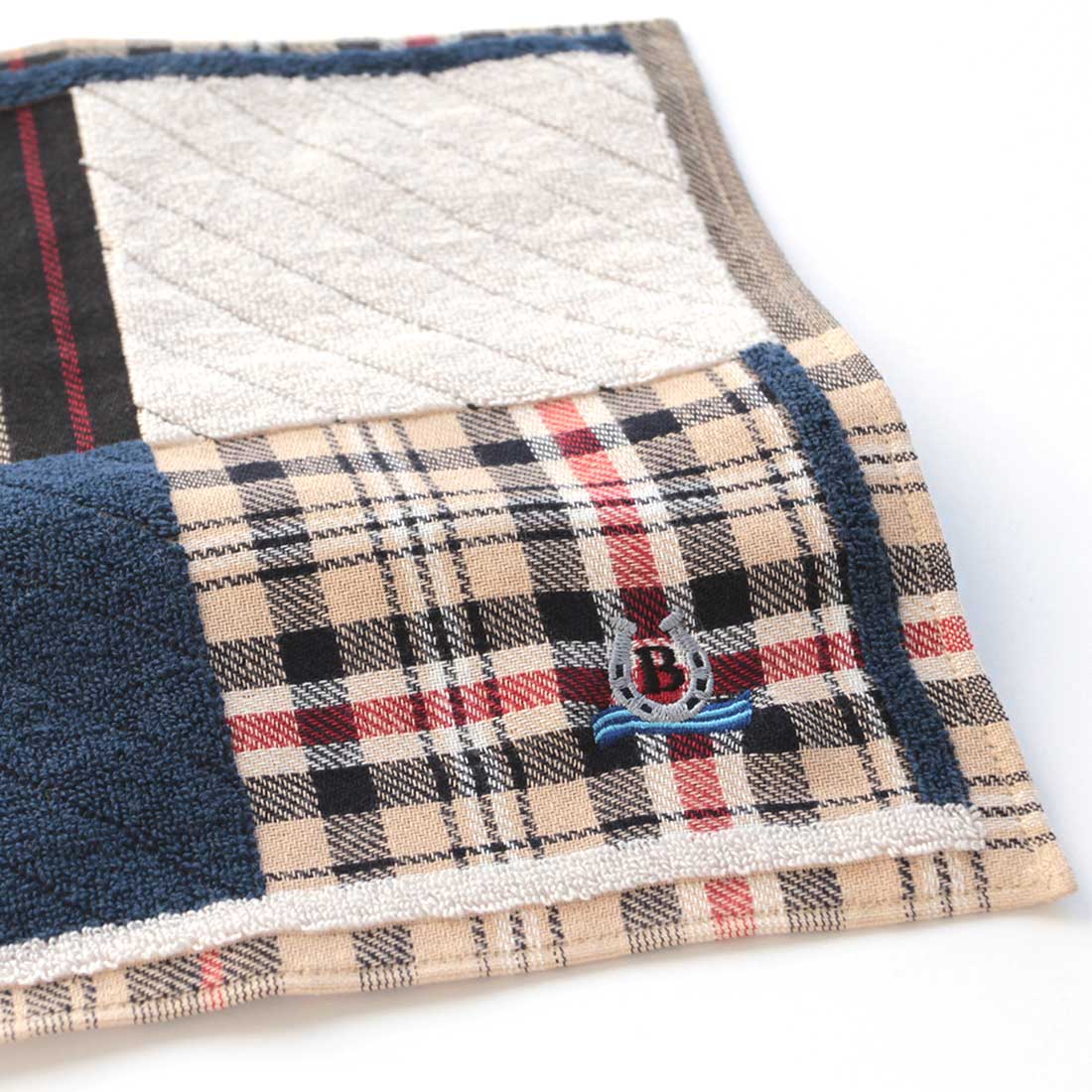 ブルックス ブラザーズ 表ガーゼ・裏タオルハンカチ 干支 蹄鉄刺繍
