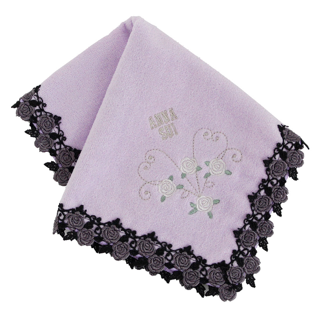 ANNA SUI - アナスイ　フェイスタオルとハンドタオル　ストライプローズ　パープル ANNA SUI ハンカチ ローズアーガイル タオルハンカチ レディース