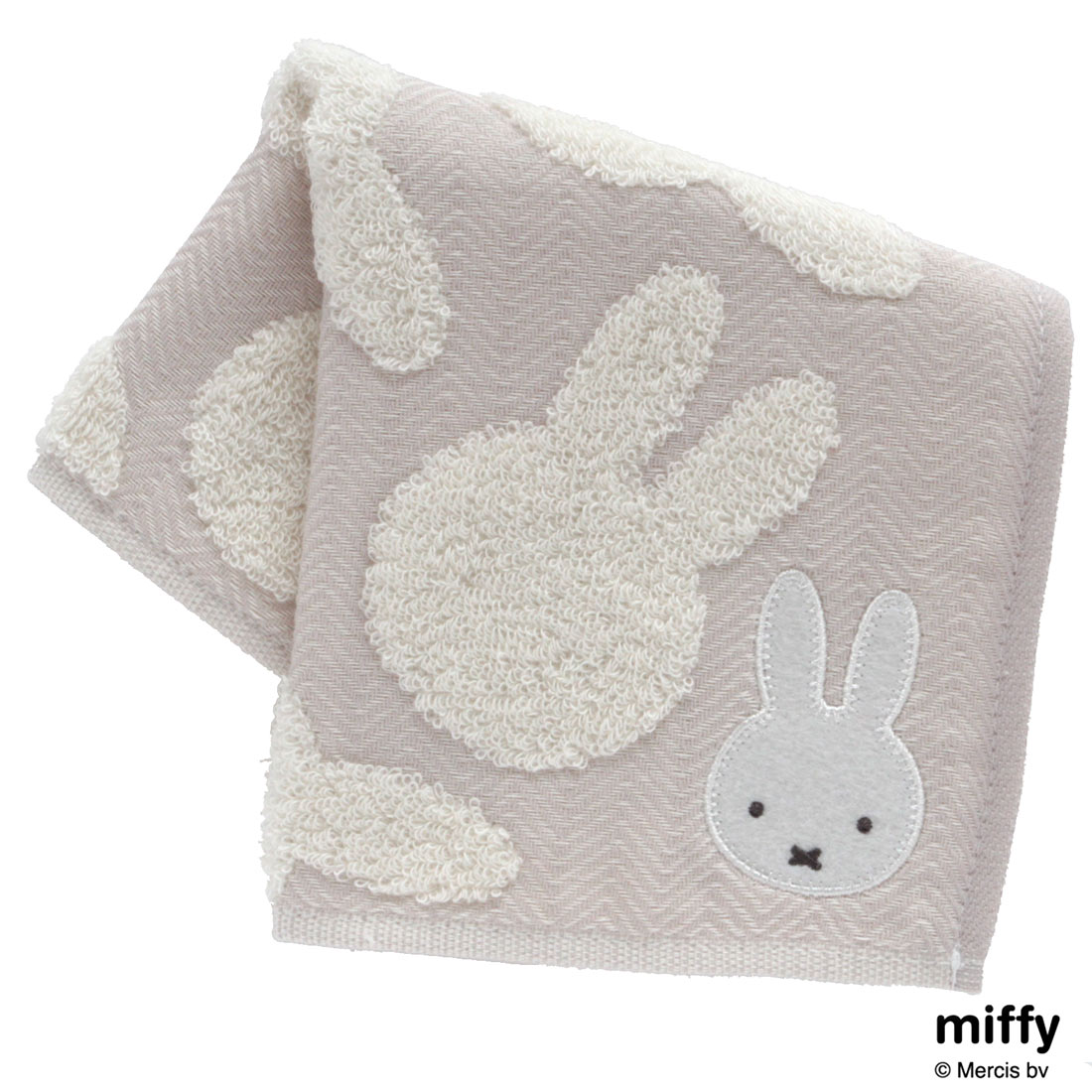 ミッフィー 表ガーゼ・裏タオルハンカチ ミッフィーシルエット グレー