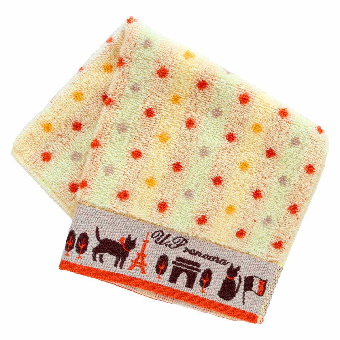 ユーピーレノマ タオルハンカチ ドット イエロー【U.P renoma