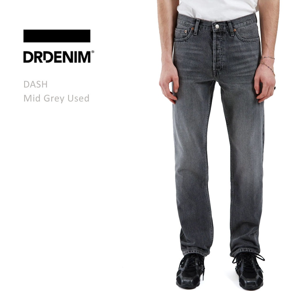DR DENIM ドクターデニム DASH Relaxed Straight Mid Grey Used リラックス ストレート