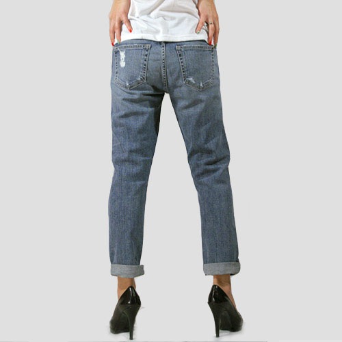 KORAL（コラール） CROP RELAXED SELVAGE SKINNY 48Month Destroy ボーイフレンドデニム