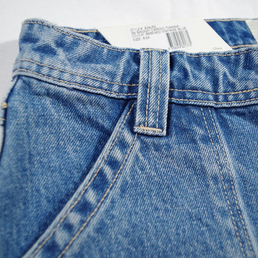 Abrand Jeans エイブランド 99 BAGGY CARGO TIANNA Low Rise Relax Straight Mid Vinateg Blue