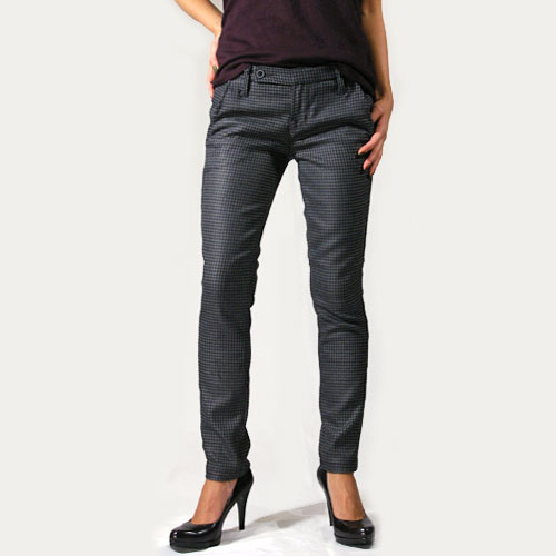 Raven Denim(レーベンデニム) DORIS Slim Crop Trouser Navy Houndstooth トラウザーパンツ