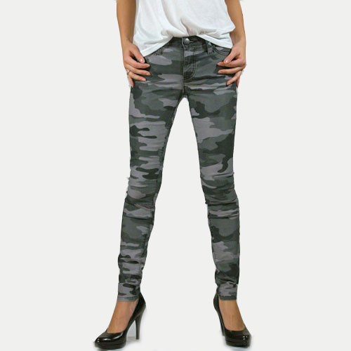 Current Elliott（カレントエリオット） THE ANKLE Skinny Distressed Camo Black Coating スキニーパンツ