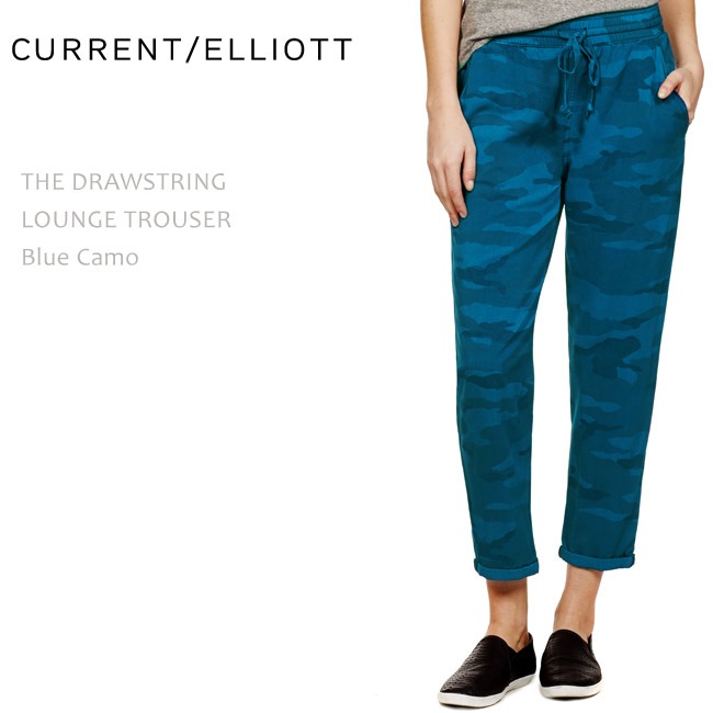 Current Elliott（カレントエリオット） THE DRAWSTRING LOUNGE TROUSER Blue Camo リラックスパンツ