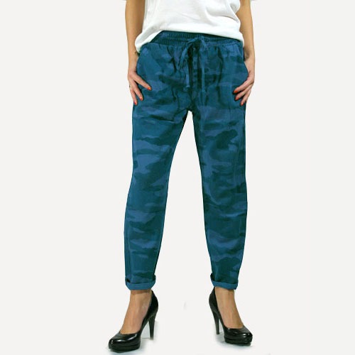 Current Elliott（カレントエリオット） THE DRAWSTRING LOUNGE TROUSER Blue Camo リラックスパンツ
