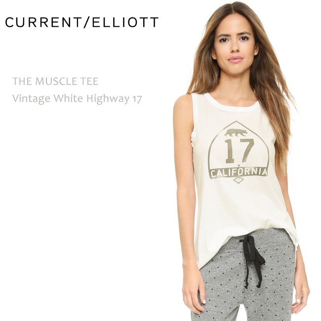 Current Elliott（カレントエリオット） THE MUSCLE TEE Vintage White Highway 17 Tシャツ