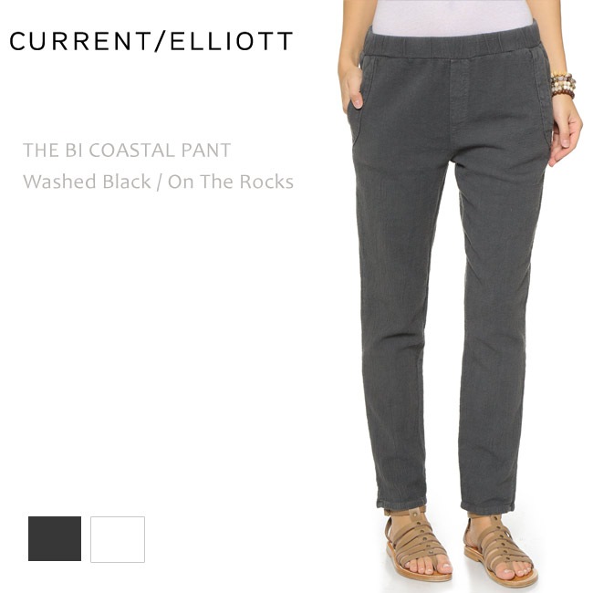 Current Elliott(カレントエリオット) THE BI COASTAL PANT Washed Black / On The Rocks リラックスパンツ