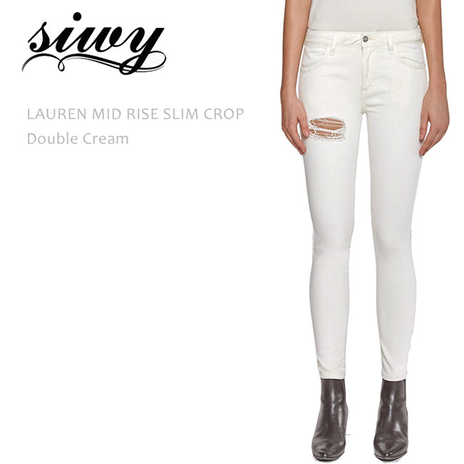 Siwy(シィーウィー) LAUREN MID RISE CROP SKINNY Double Cream スキニーデニム