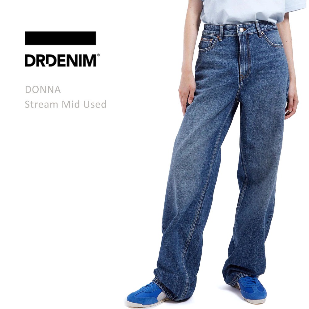 ELVIS JEANS ストレートデニム L35 ダークブルー DR DENIM ドクターデニム DONNA Sky High Wide Straight Stream