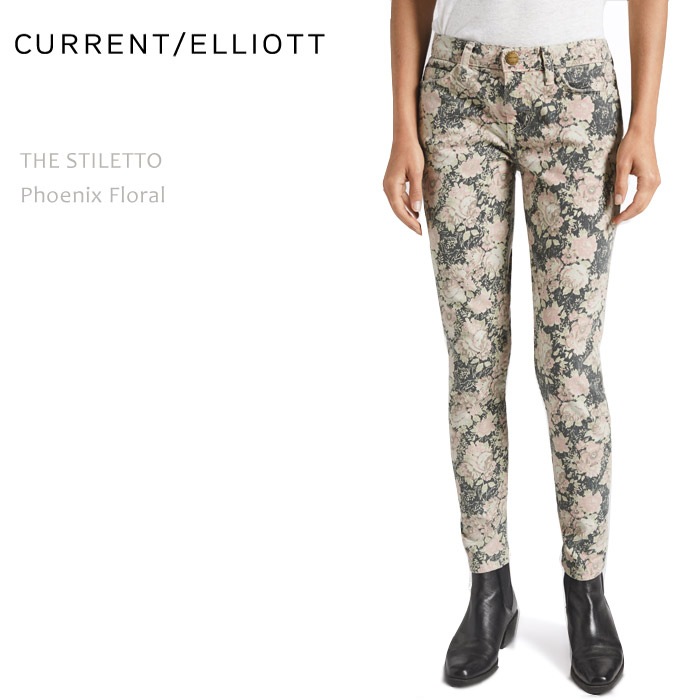 Current Elliott（カレントエリオット） THE STILETTO Phoenix Floral スキニーデニム