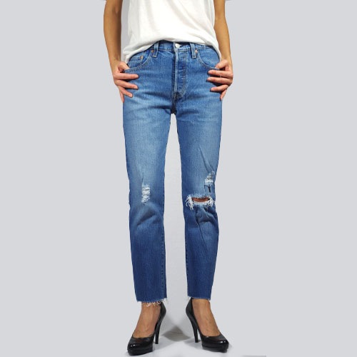 Levi's (リーバイス) 501 ORIGINAL CROPPED Charleston Step ストレートデニム