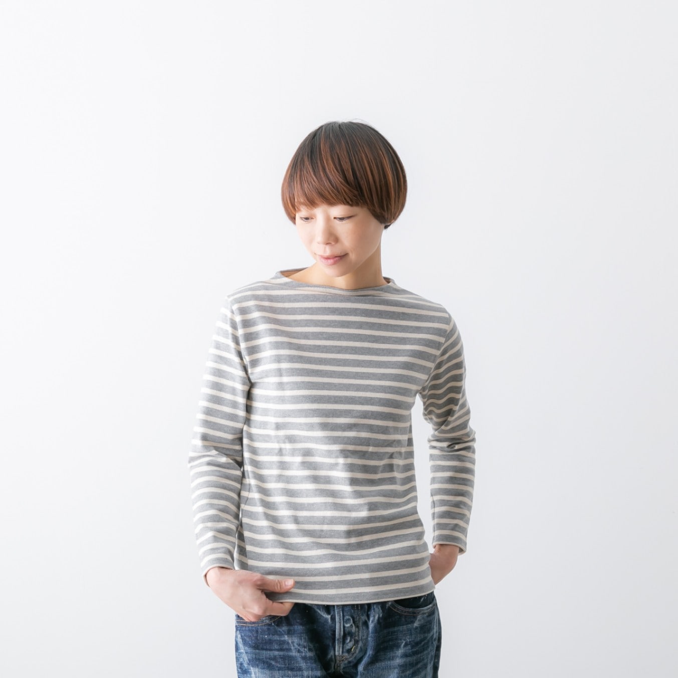 SAINT JAMES セントジェームス OUESSANT ウエッソン ボーダー 長袖 ECRU 定番 ボートネック カットソー OUESSANT RA