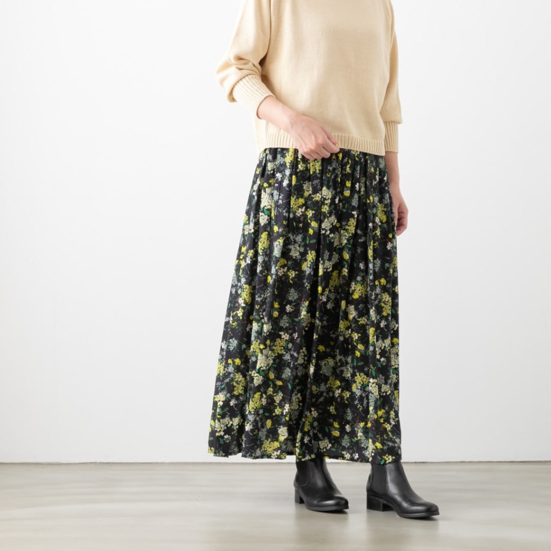 ドリスヴァンノッテン ロングスカート36　赤　フレア　コットン　ギャザー Skirt