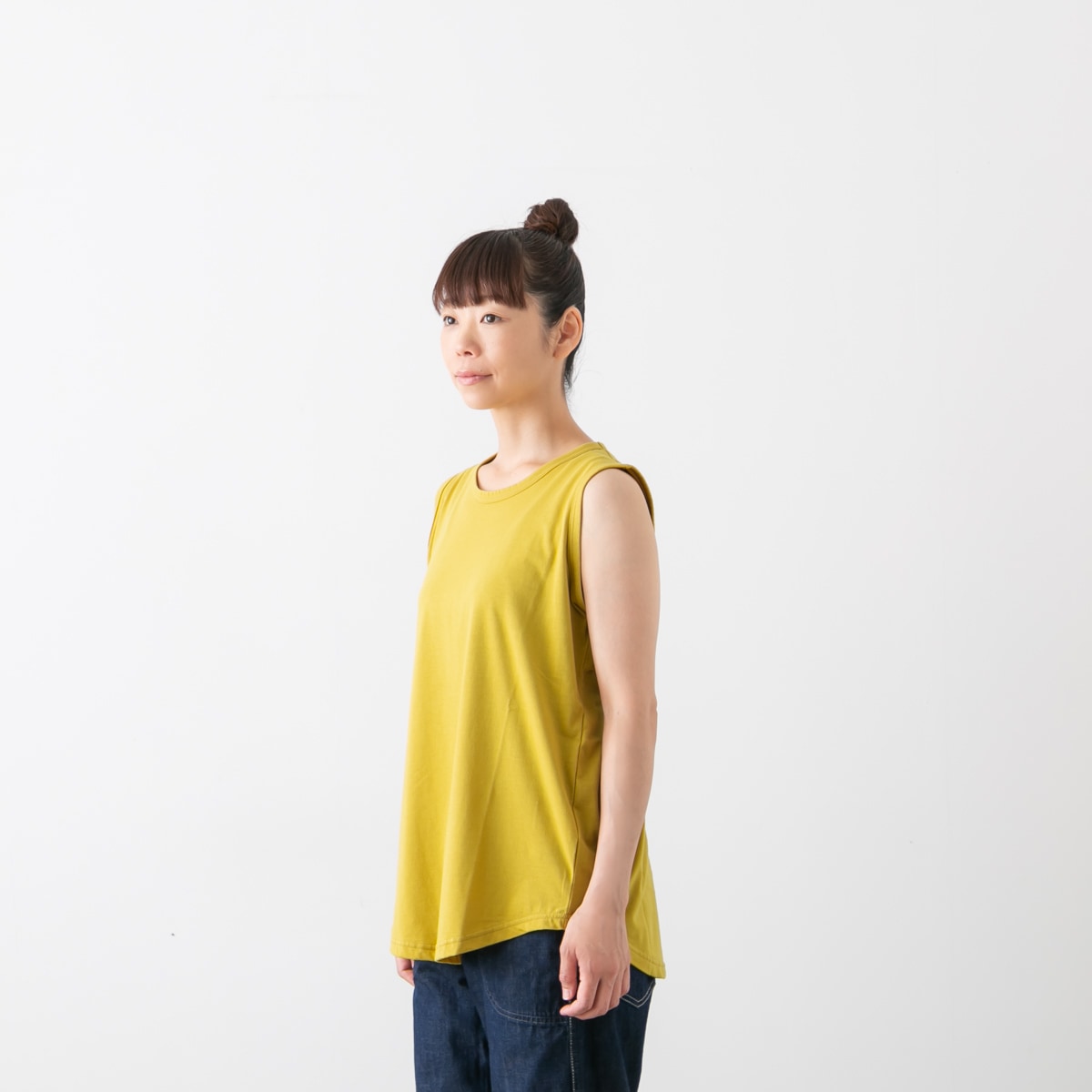 harmonieアルモニ オーガニックコットン ふんわり天竺 裾ラウンド ロング丈 タンクトップ 82040175